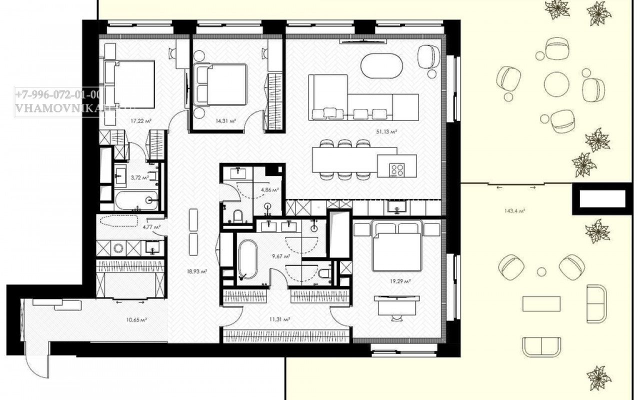 Knightsbridge Private Park Пентхаус 3 спальни 217,5 м² Knightsbridge Private Park Пентхаус 3 спальни 217,5 м²