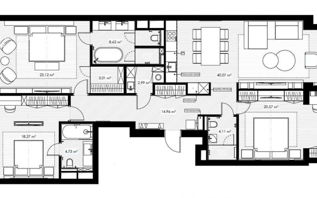 ЖК Садовые Кварталы 3 спальни с ремонтом 140,45 м²